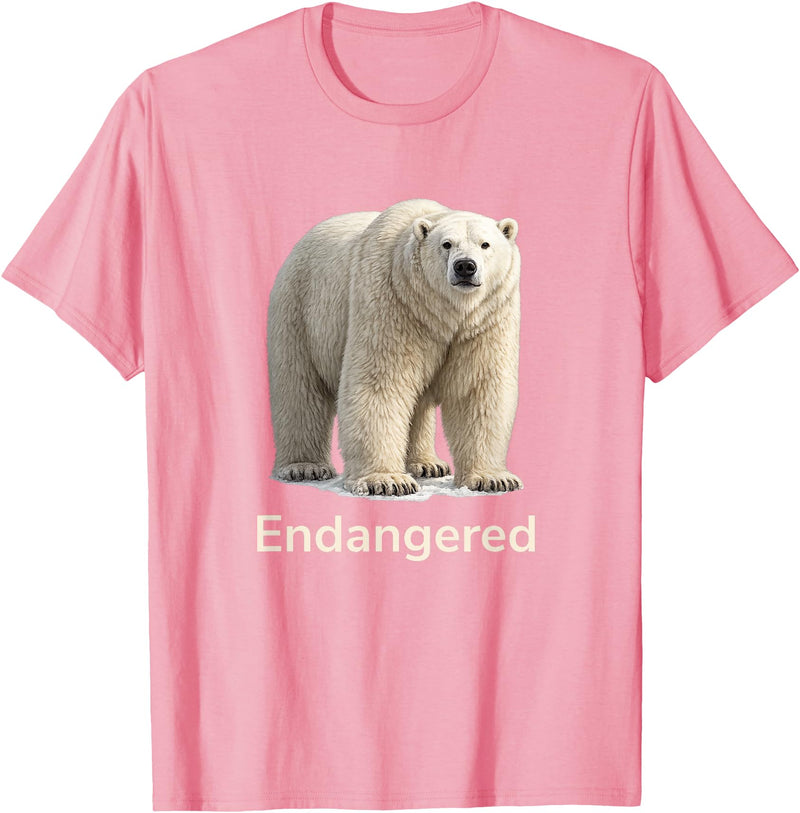 Endangered Animal Species Apparel Company Polar Bear Endangered Animal Species T-Shirt - Pink