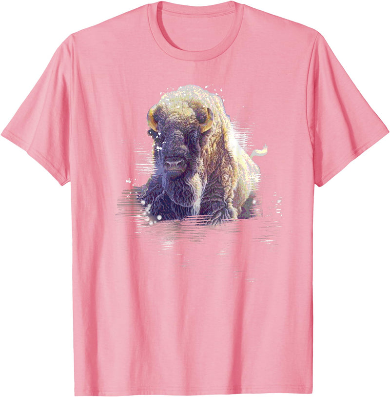 Rocky Mountain Wilderness designs Great Native American White Buffalo Sacred Spirit Animal T-Shirt - Pink