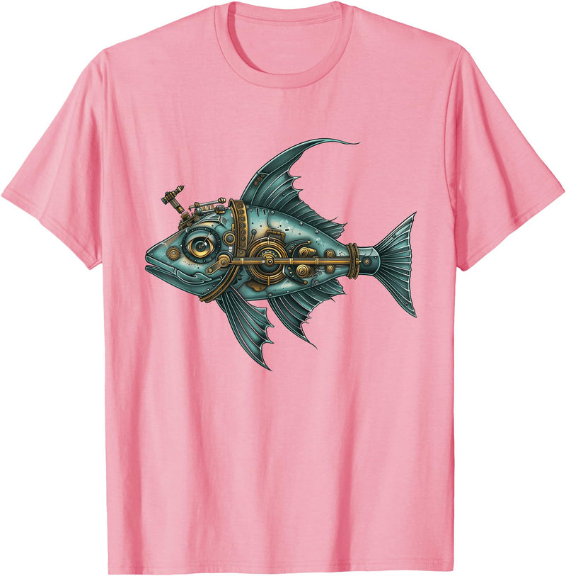 Halibut Flatfish Alaska Fishing Sea Ocean Flounder Halibut Steampunk T-Shirt - Pink