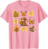 Coquette Bow Scottish Highland Cow Sunflower Shirt Baby Highland Cow With Sunflower Butterflies Farm Western T-Shirt - Pink