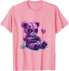 Goth Pastel Cute Creepy Kawaii Gamer Teddy Bear Gaming Rabbit T-Shirt in Pink