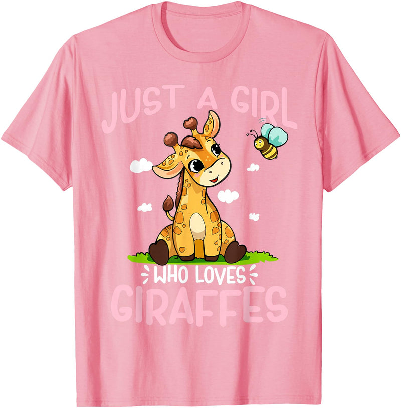 Funny Giraffe Gifts & Designs Just A Girl Who Loves Giraffes Cute Baby Giraffe T-Shirt - Pink