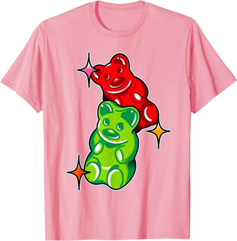 Urban Empyre Gummy Bear Candy Red Green T-Shirt - Pink