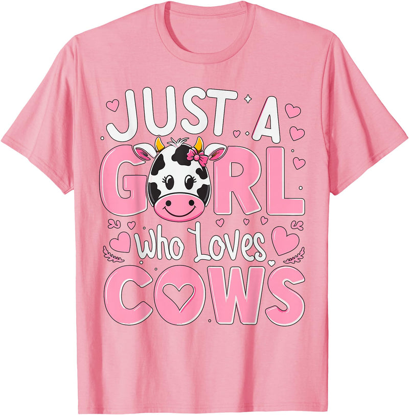 Funny Cow Farm Animal Lover Cow Cute Just a Girl Who Loves Cows T-Shirt - Pink