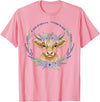 Unique Highland Cow Gifts Girls Cute Baby Highland Cow Design Purple Flowers Farm Toddler T-Shirt - Pink