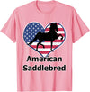 Saddlebred Horse, Heart Shaped American Flag American Saddlebred Gifts, 5 Gaited World Championship 2019 T-Shirt - Pink