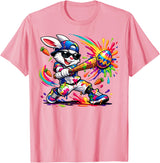 Funny Dripping Drip Rabbit Bunny Baseball Easter Men Boy Kid T-Shirt in Pink