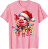 Christmas Pig Lover Christmas Light Pig Lover T-Shirt - Pink