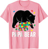 Autism Awareness Neurodiversity Support Apparel Papa Bear Autism Awareness Puzzle Neurodiversity Support T-Shirt - Pink