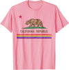 CALIFORNIA STATE FLAG LGBTQ GAY PRIDE RAINBOW TEES CALIFORNIA STATE FLAG BEAR LGBTQ GAY PRIDE RAINBOW PARADE T-Shirt - Pink