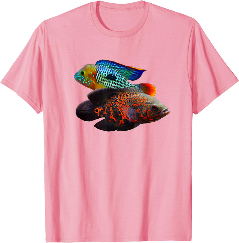 Green Terror Oscar Cichlid Tees Oscar Fish Green Terror Cichlids Monster Fish Aquarium T-Shirt - Pink