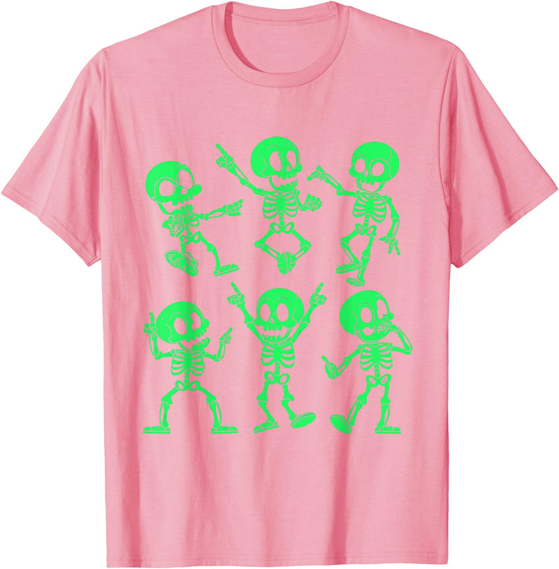 Dancing Skeletons by AlphaONE Dancing Skeletons Dance Challenge Girl Boys Kids Halloween T-Shirt - Pink