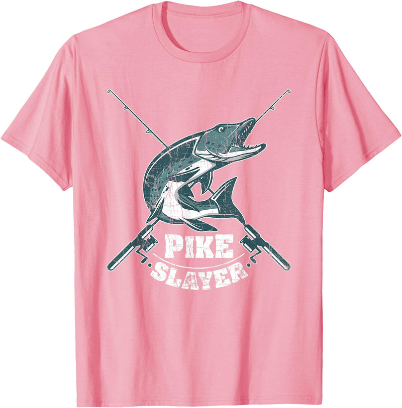 Fishing IM Co Pike Slayer Fishing Fisherman Northern Pike T-Shirt - Pink