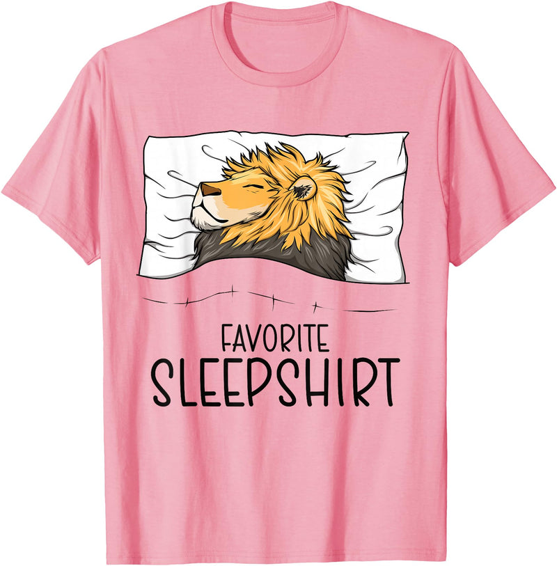 Sleeping & Napping Shirt Gifts For Nap Lovers Favorite Sleepshirt Lion, Napping Lion Pajama T-Shirt - Pink