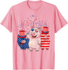 Ohia Three Patriotic Pigs USA Independence Day Tee Funny Red White Blue Pig American Flag Farmer 4th Of July T-Shirt - Pink