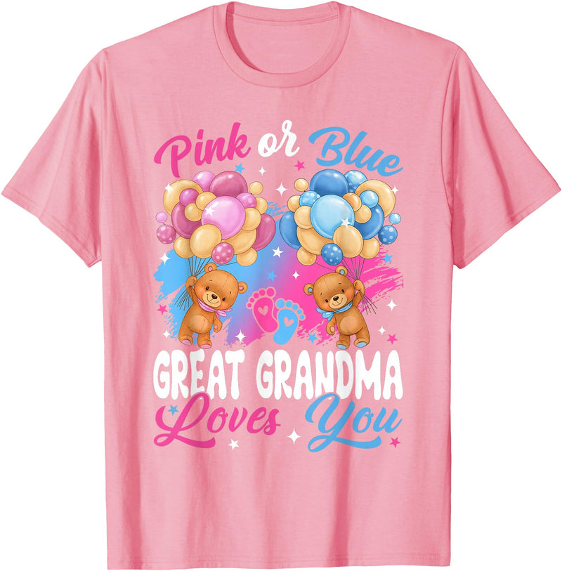Bears Pink Or Blue Gender Reveal Bears Pink Or Blue Great Grandma Loves You Gender Reveal T-Shirt - Pink