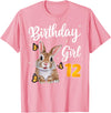 Bunny Rabbit Birthday Girl 12th Birthday Party 12 Years Old T-Shirt in Pink