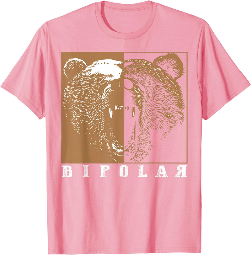 Cool I Love Polar Bears With Bipolar Designs Bipolar Cute Mental Disorder Polar Bear Gift T-Shirt - Pink