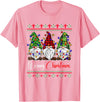 Xmas Lights Gnomes Holiday Graphics Merry Christmas Leopard Buffalo Red Plaid for Men Women T-Shirt - Pink