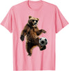 Animal Soccer Design Bear Soccer T-Shirt - Pink