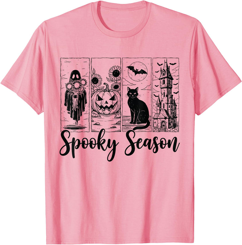 Halloween Spooky Tee Vintage Halloween Horror Spooky Season T-Shirt - Pink