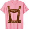 Bavarian Oktoberfest Halloween Costume Oktoberfest Costume Halloween Lederhosen T-Shirt - Pink