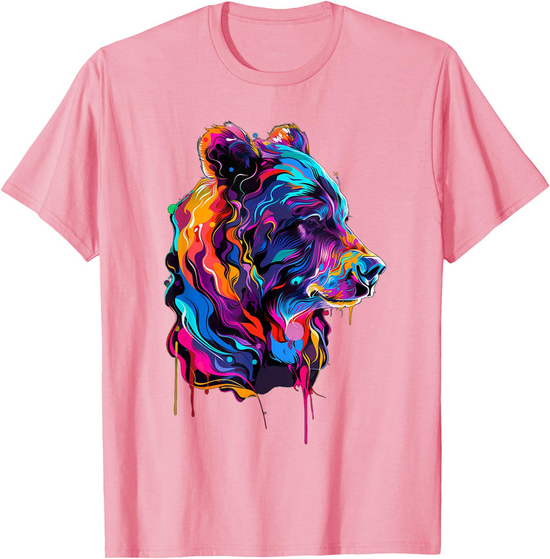 Bear Design Colourful Bear T-Shirt - Pink