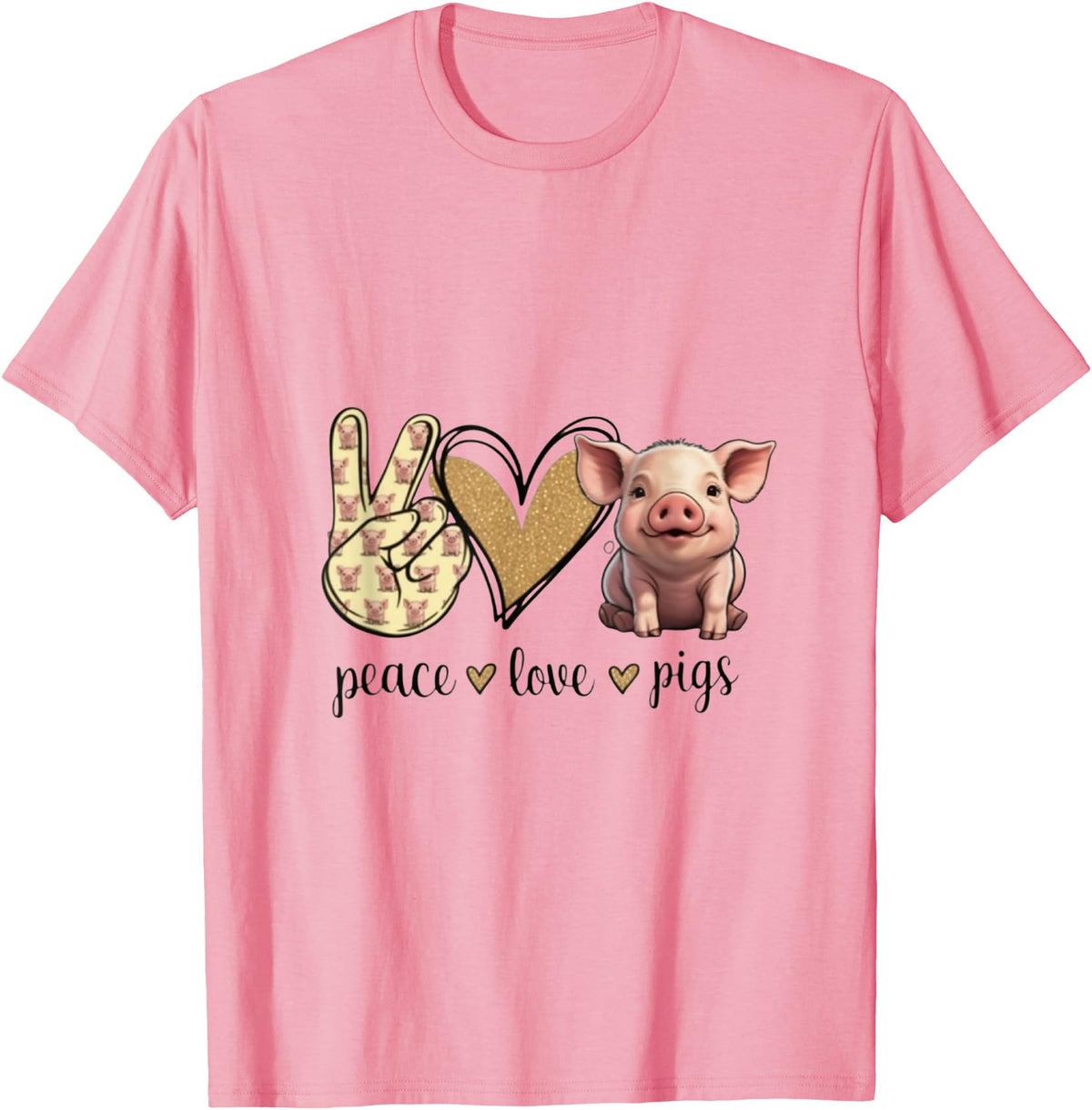 Funny Peace Love Cute Show Pig Lover Peace Love Cute Show Pig Lover T-Shirt - Pink