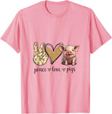 Funny Peace Love Cute Show Pig Lover Peace Love Cute Show Pig Lover T-Shirt - Pink
