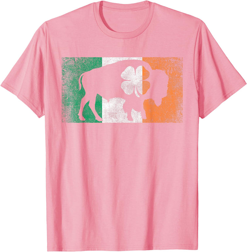 Buffalo - Saint Paddys Funny Ireland Flag Buffalo - Shamrock St. Patrick's Day Irish Flag T-Shirt - Pink