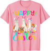 Happy Easter Three Llama Wearing Bunny Ear Happy Easter Llama Lover Three Llama Wearing Bunny Ear T-Shirt - Pink