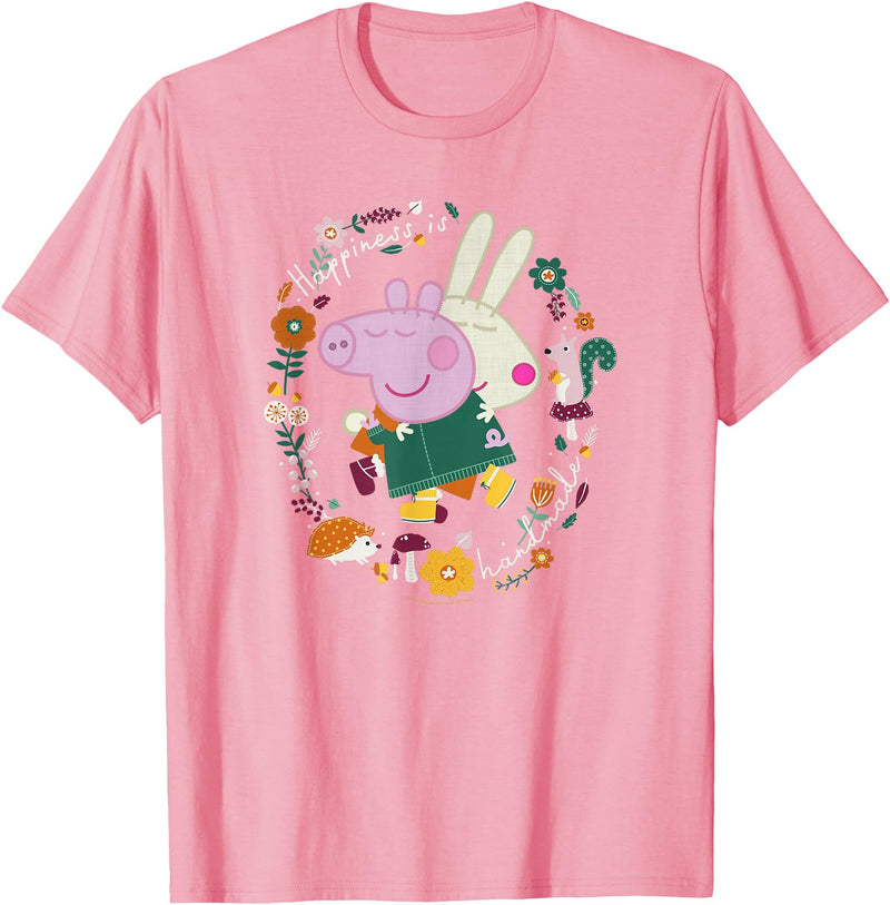 Peppa Pig Happiness Is Handmade Peppa & Rebecca Hugging T-Shirt - Pink