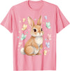 Vintage Spring Easter Bunny Rabbit Butterfly Women Girls T-Shirt in Pink