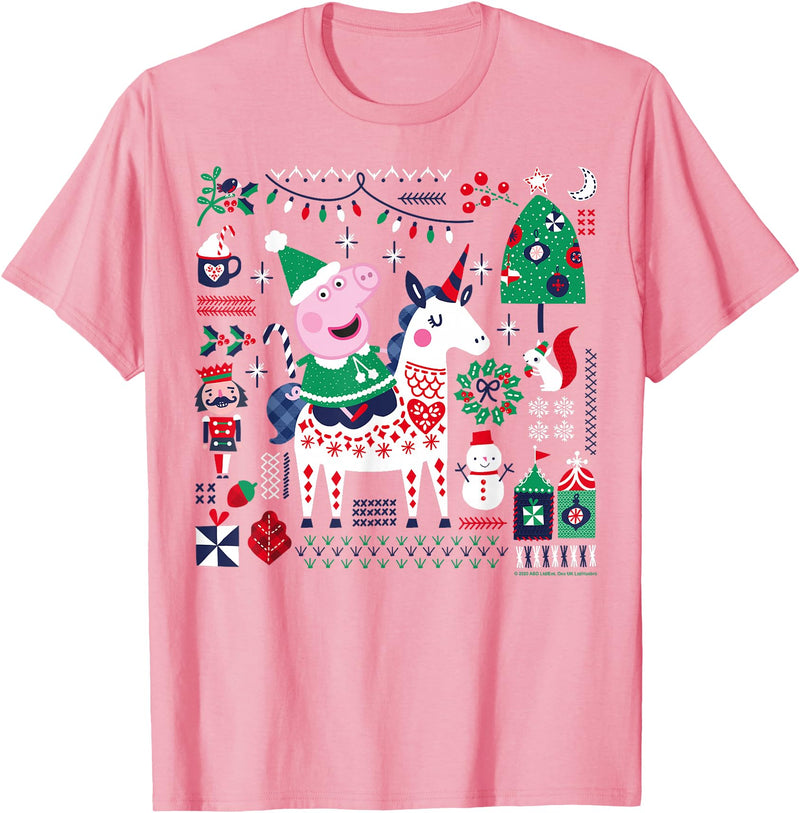 Peppa Pig Christmas Horse T-Shirt - Pink