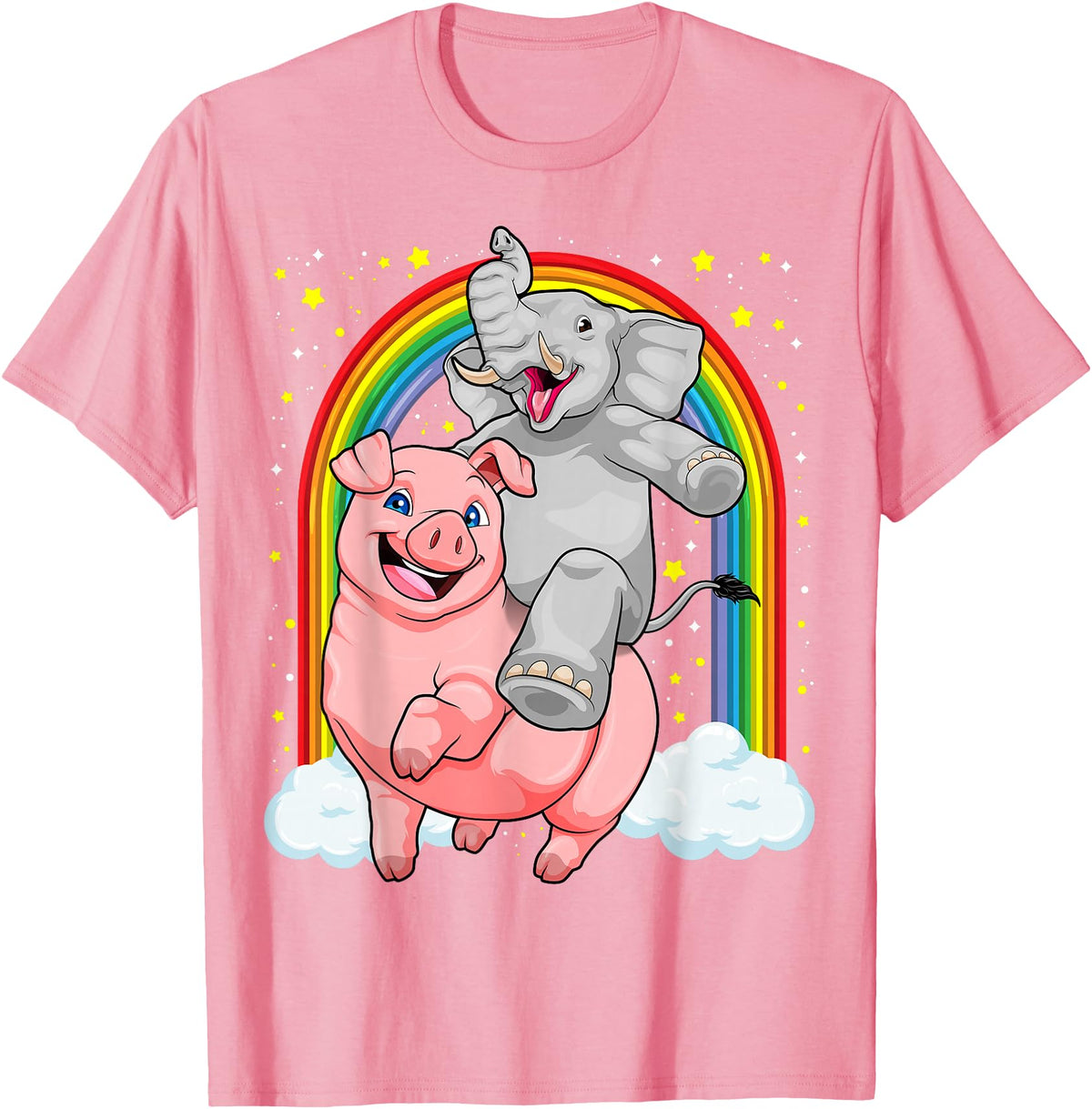 GoshWow Elephant Riding Pig Funny And Magical Elephant Pig Pun T-Shirt - Pink