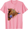 SHiRLeY MacARTHuR HiGHLaND CoW PRiNT ANiMaL PRiNT ' SuGaR LuMP ' T-Shirt - Pink