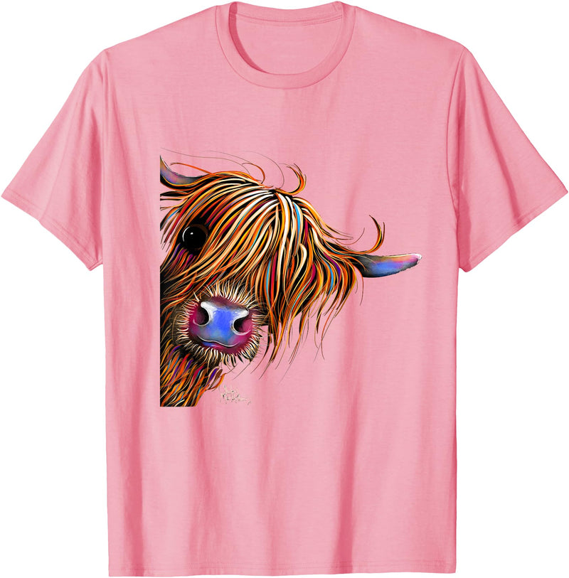 SHiRLeY MacARTHuR HiGHLaND CoW PRiNT ANiMaL PRiNT ' SuGaR LuMP ' T-Shirt - Pink