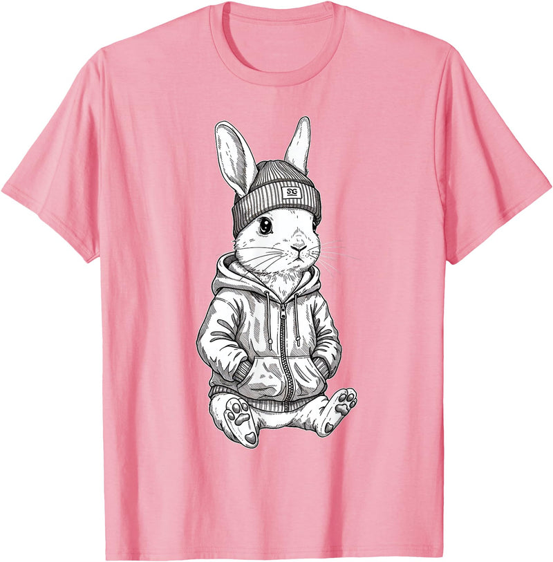 Urban Streetwear Bunny – Cool Hipster Rabbit Design Hoodie in Pink