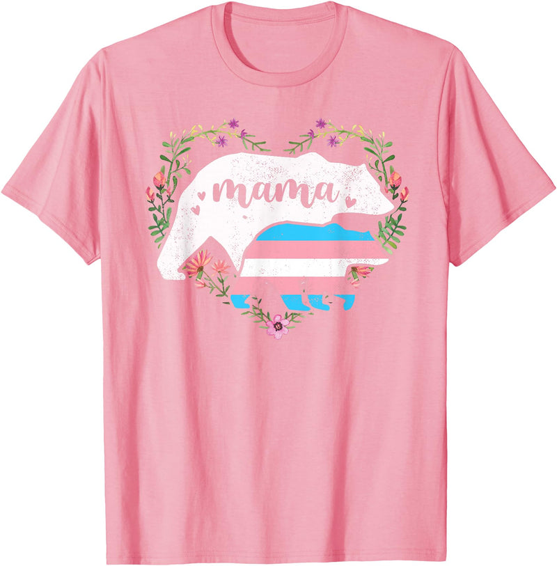 LGBT Trans Pride Shirts Mom Mama Bear for Moms LGBTQ Mama Bear Transgender Flag Gay Equal Rights Trans T-Shirt - Pink