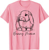 Bunny Mama Holland Lop Mom Cute Lop Rabbit Line Art T-Shirt in Pink