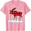 Moose Buffalo Lover Gift Co. Moose Red Buffalo Plaid Matching Pajama Family T-Shirt - Pink