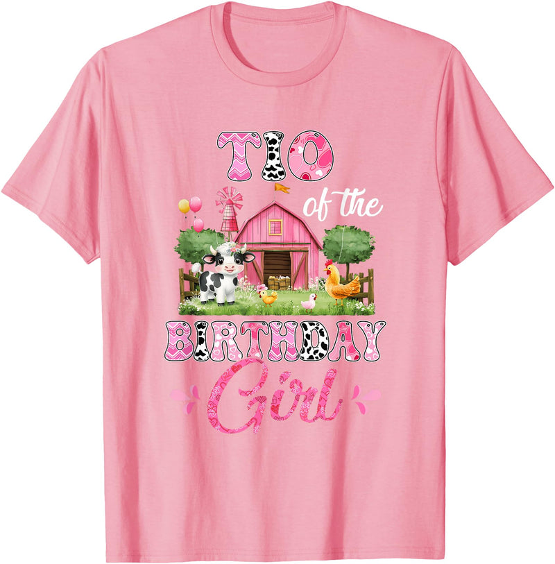 Cow First Birthday Girl Family Tio Of The Birthday Girl 1st Birthday Cow Farm Family T-Shirt - Pink