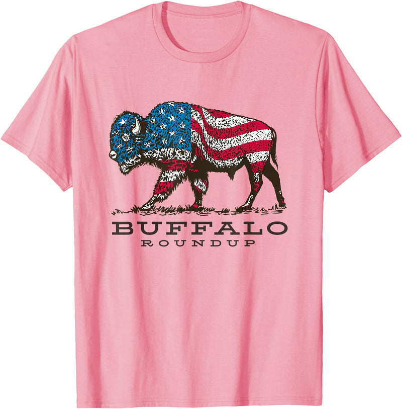 Custer State Park Buffalo Roundup Clothing Co Buffalo Roundup Custer State Park South Dakota Patriotic T-Shirt - Pink
