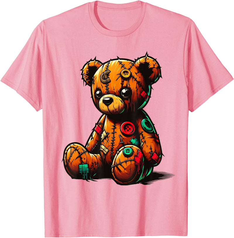 Colorful Teddy Art Cool Teddy Tattered Teddy Bear tshirt Cute Teddy Bear T-Shirt - Pink