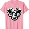 Humorous Gifts for Cow Farmer Cow Print Heart Cow Farmer Girl T-Shirt - Pink