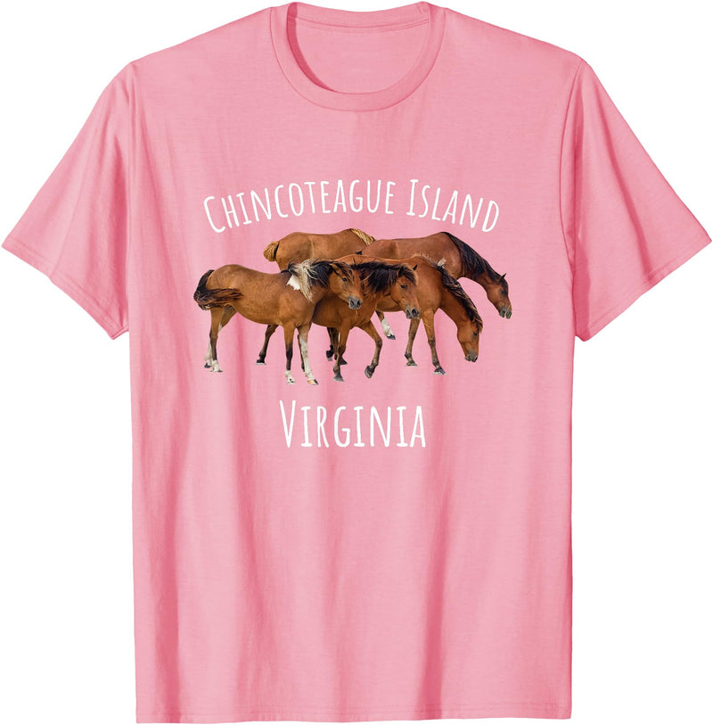Horse Lover Gifts Chincoteague Island Virginia Horse Assateague Pony T-Shirt - Pink