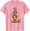 Funny 4th Of July Highland Cow Apparel Cute Highland Cow 4th of July Patriotic American Flag T-Shirt - Pink