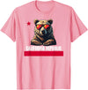 California Summer Surfing California The Golden State Bear Flag T-Shirt - Pink