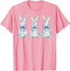 Blue Floral Easter Bunnies Chinoiserie Rabbit Bow T-Shirt in Pink