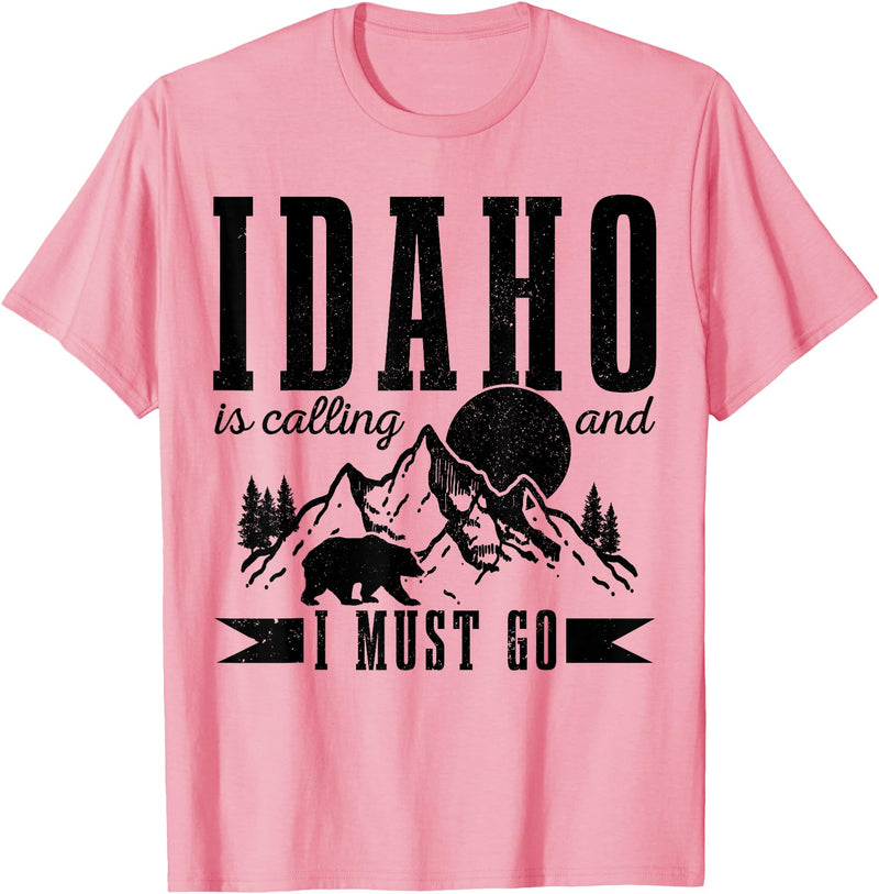 Idaho Is Calling And I Must Go! Idaho Is Calling & I Must Go Bear Mountains Vintage Gift T-Shirt - Pink